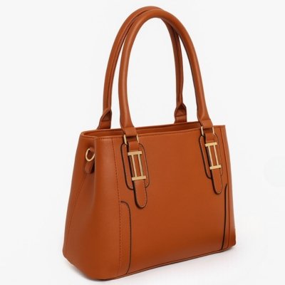 Bolsa Feminina Bau Grande com Alça Transversal Tote Ombro Luísa Rinaldi Caramelo