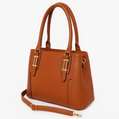 Bolsa Feminina Bau Grande com Alça Transversal Tote Ombro Luísa Rinaldi Caramelo