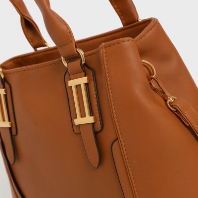 Bolsa Feminina Bau Grande com Alça Transversal Tote Ombro Luísa Rinaldi Caramelo