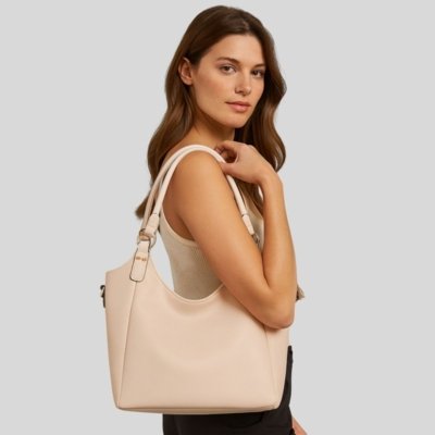 Bolsa Feminina Grande Sacola com Alça Transversal Ombro Luísa Rinaldi Branco