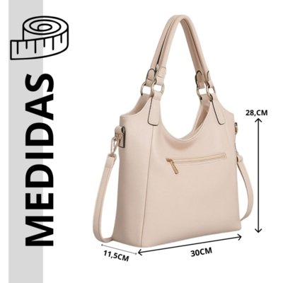 Bolsa Feminina Grande Sacola com Alça Transversal Ombro Luísa Rinaldi Branco