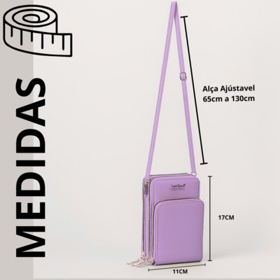 Bolsa Feminina Transversal Pequena Carteira Porta Cartao Luísa Rinaldi Roxo