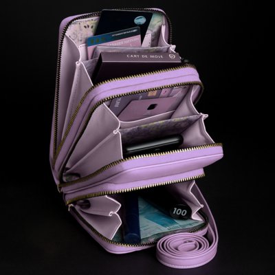 Bolsa Feminina Transversal Pequena Carteira Porta Cartao Luísa Rinaldi Roxo