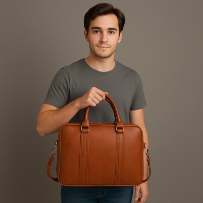 Bolsa Notebook Grande Pasta Executiva Maleta Case Luísa Rinaldi Caramelo