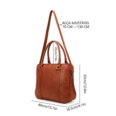 Bolsa Notebook Grande Pasta Executiva Maleta Case Luísa Rinaldi Caramelo