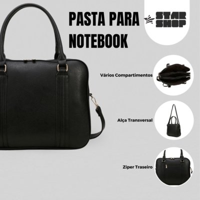 Bolsa Notebook Grande Pasta Executiva Maleta Case Luísa Rinaldi Preto