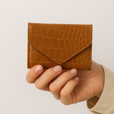Carteira Feminina Pequena Porta Cartão Luísa Rinaldi Marrom Croco