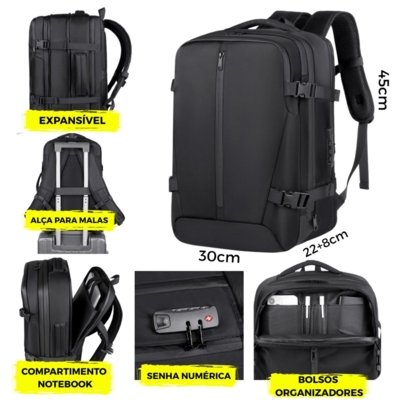 Mochila De Viagem Executiva Grande A Vácuo Notebook Bordo Luísa Rinaldi