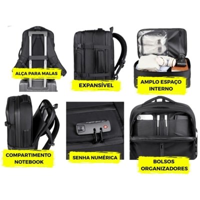 Mochila De Viagem Executiva Grande A Vácuo Notebook Bordo Luísa Rinaldi