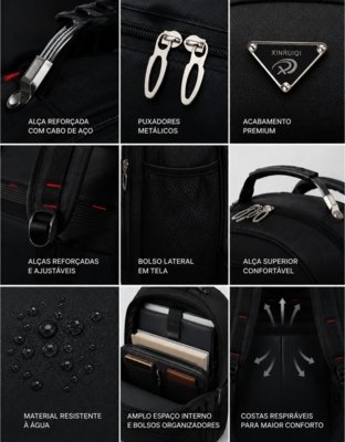 Mochila Masculina Executiva Grande Notebook Reforçada Trabalho Faculdade Resistente Viagem Casual Faculdade