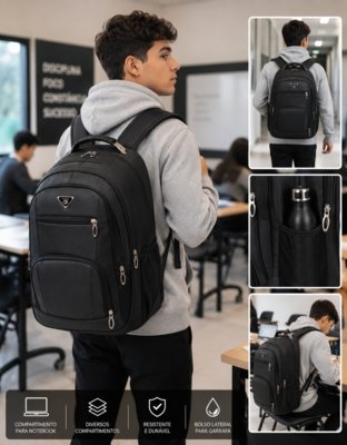 Mochila Masculina Executiva Grande Notebook Reforçada Trabalho Faculdade Resistente Viagem Casual Faculdade