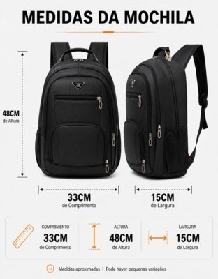 Mochila Masculina Executiva Grande Notebook Reforçada Trabalho Faculdade Resistente Viagem Casual Faculdade