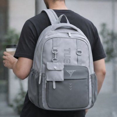 Mochila Masculina Grande Executiva Escolar Reforçada para Notebook Cinza