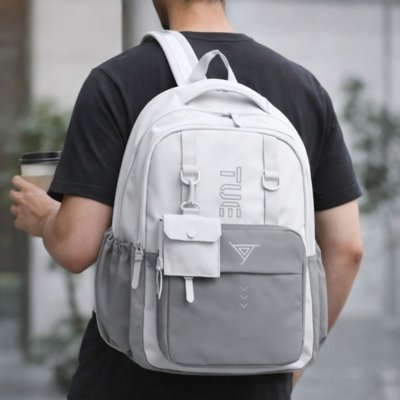Mochila Masculina Grande Executiva Escolar Reforçada para Notebook Off-White
