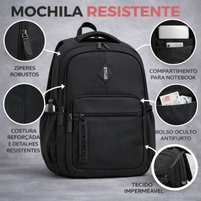 Mochila Masculina Grande Reforçada Escolar Trabalho para Notebook Executiva