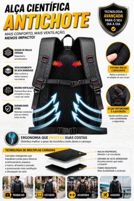Mochila Masculina Tatica Militar Reforçada Escolar Notebook Trilha Luísa Rinaldi Preto