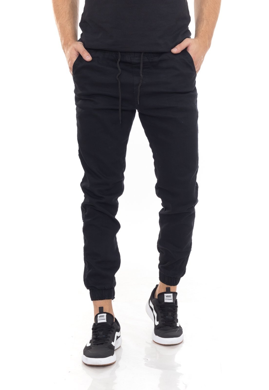 Calça jogger sarja preta sales masculina