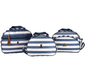 Conjunto de bolsas lyssa baby 03 peças listrado marinho/branco Menor preço em Conjunto de bolsas lyssa baby 03 peças listrado marinho/branco