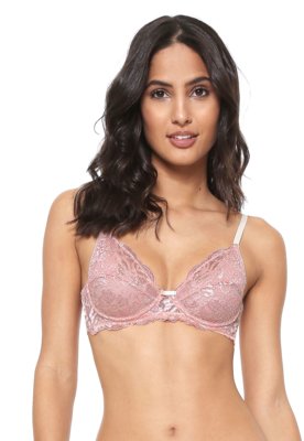 Sutiã La Rudge Meia-taça Renda Rosa Menor preço em Sutiã La Rudge Meia-taça Renda Rosa