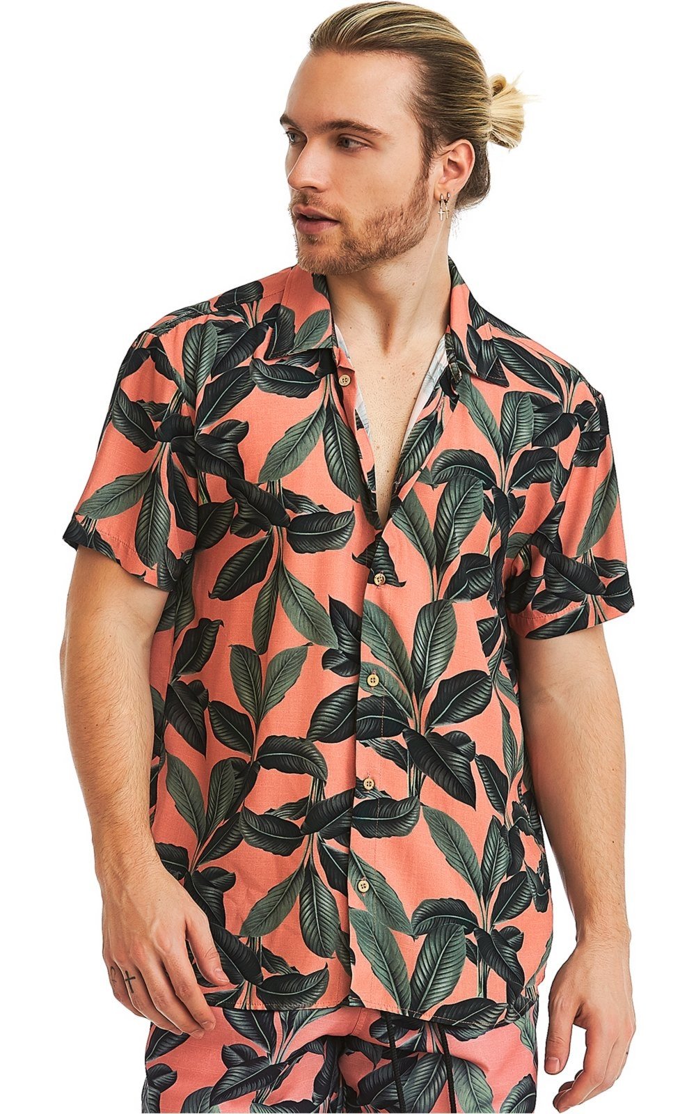 camisa viscose masculina estampada