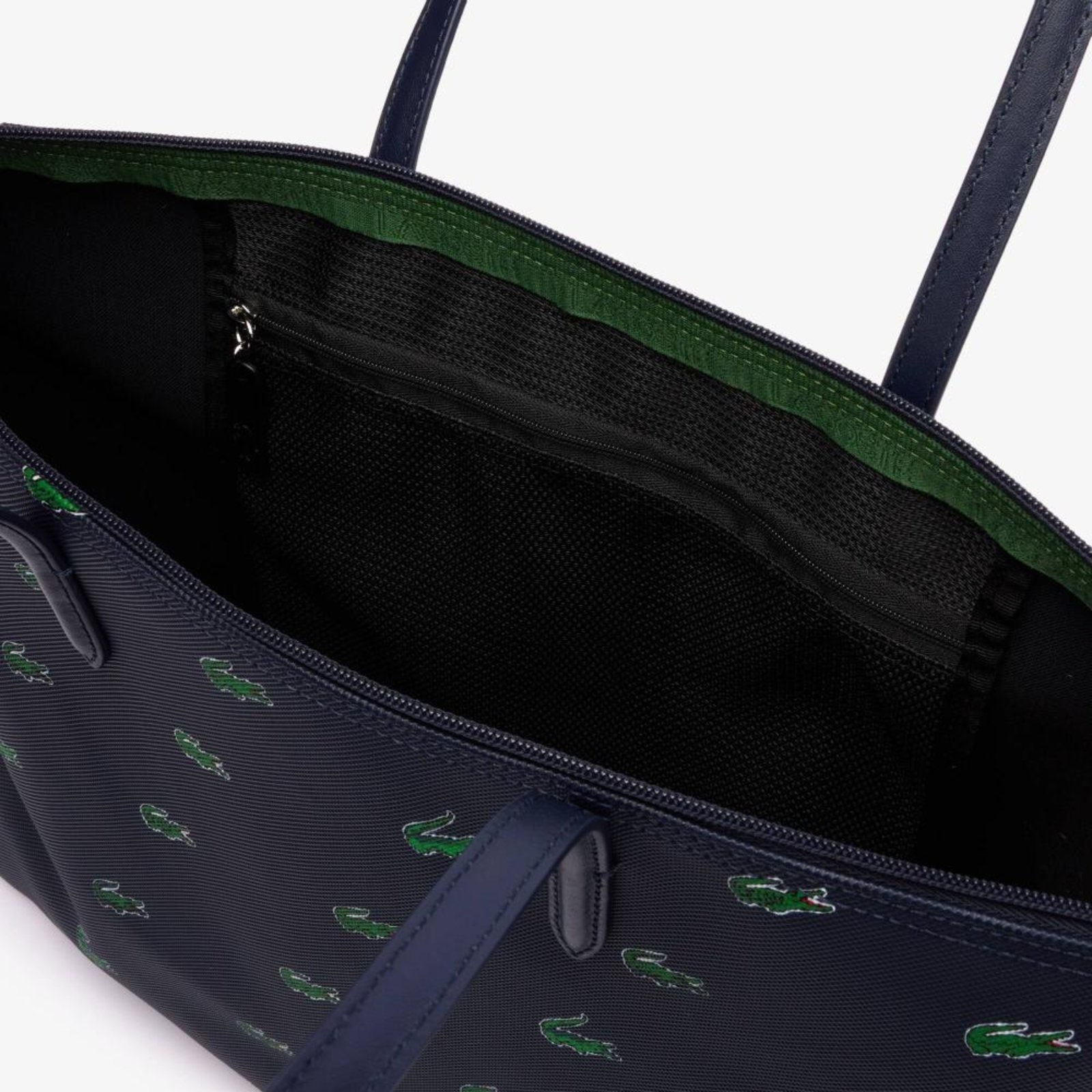 Bolsa Lacoste Tote Em Lona Revestida Com Estampa De Crocodilo Azul ...