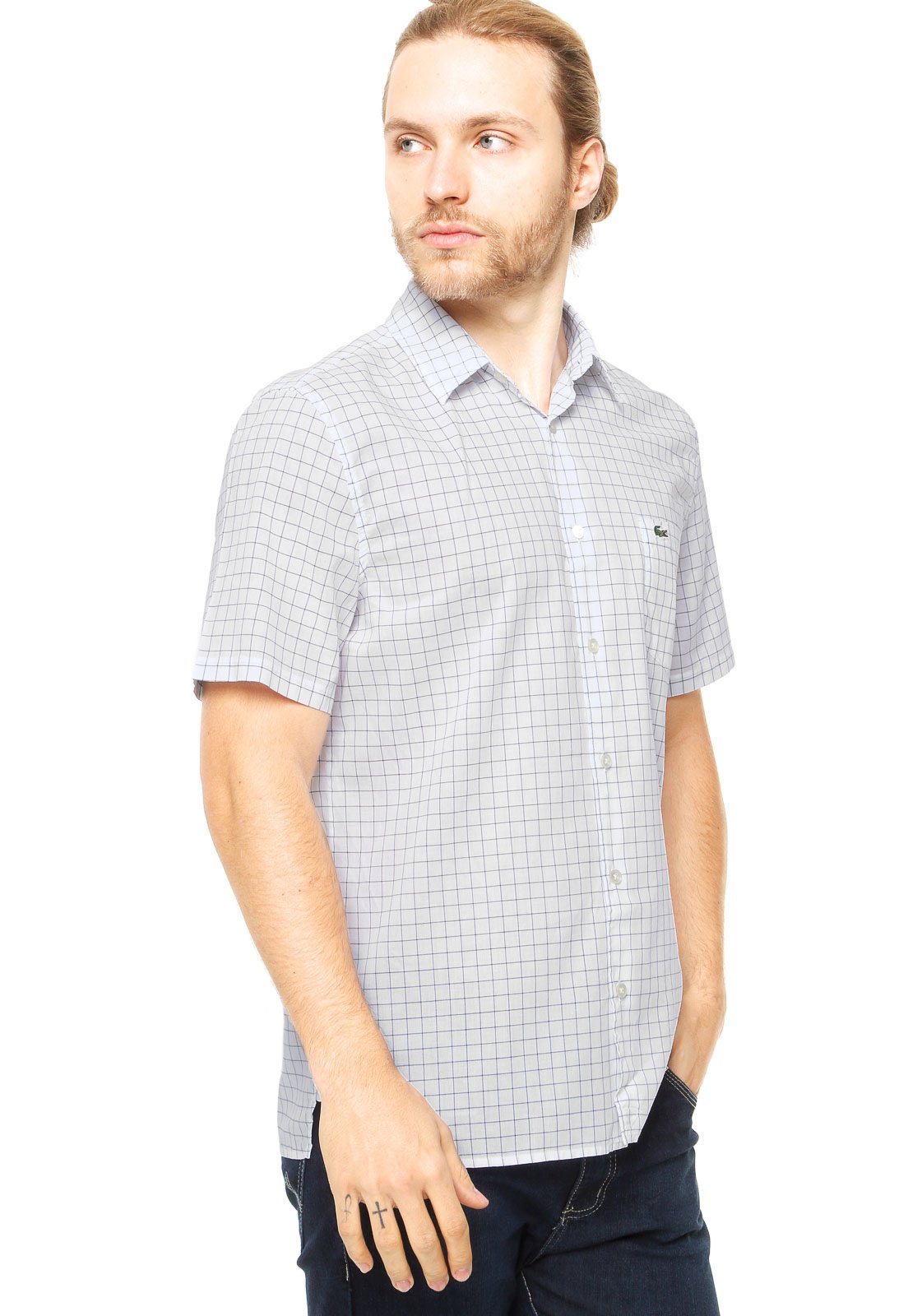 camisa social manga curta com bolso