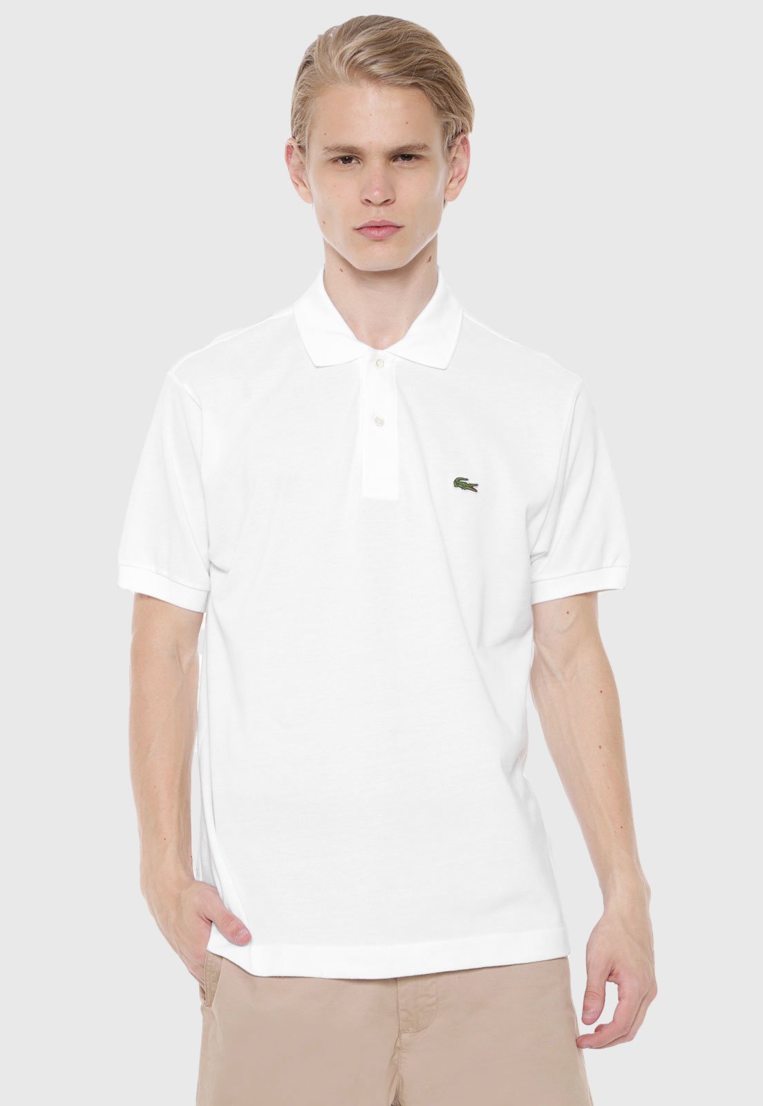 Camisa Polo Lacoste Classic Fit Branca - Escorrega o Preço
