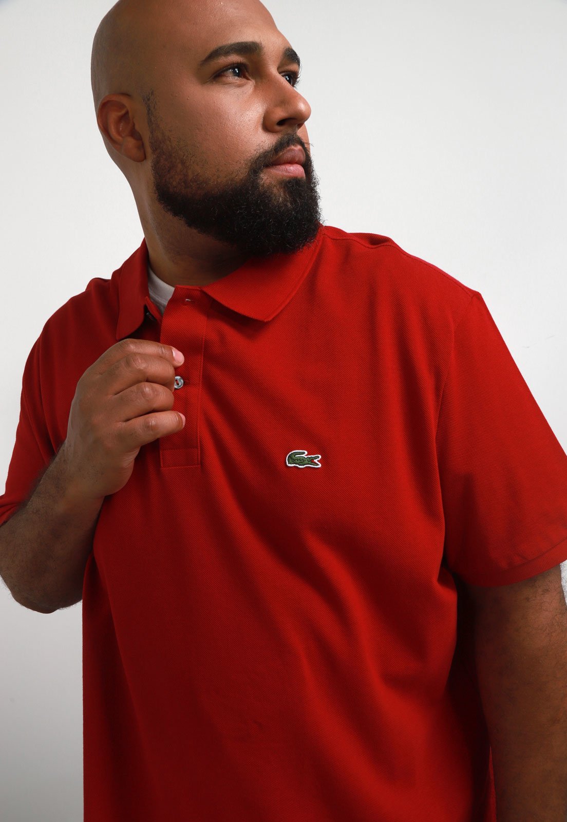 Camisa Polo Lacoste Reta Logo Vermelha