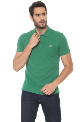 Camisa Polo Lacoste Slim Logo Verde Menor preço em Camisa Polo Lacoste Slim Logo Verde
