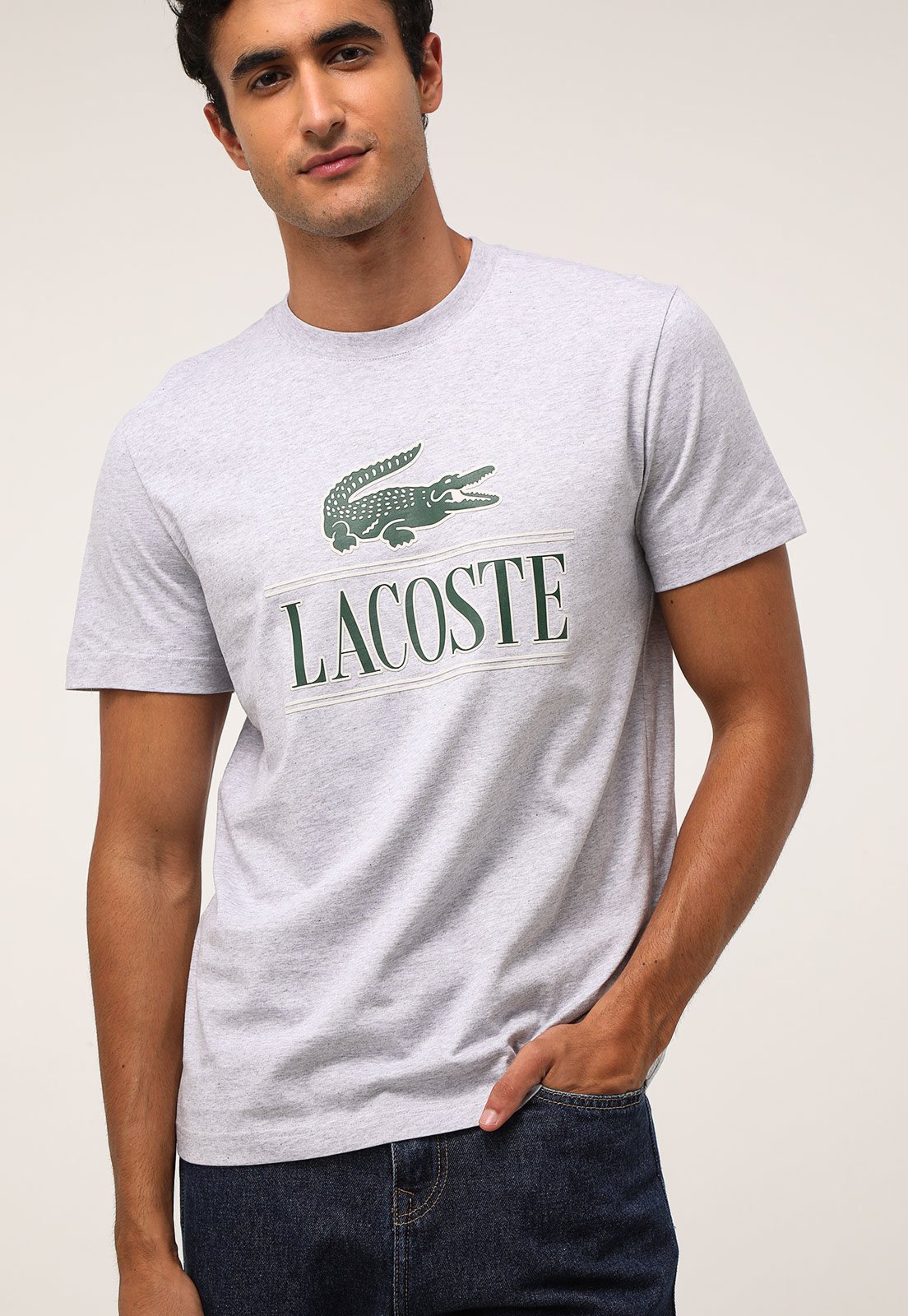 Camiseta Lacoste Logo Cinza