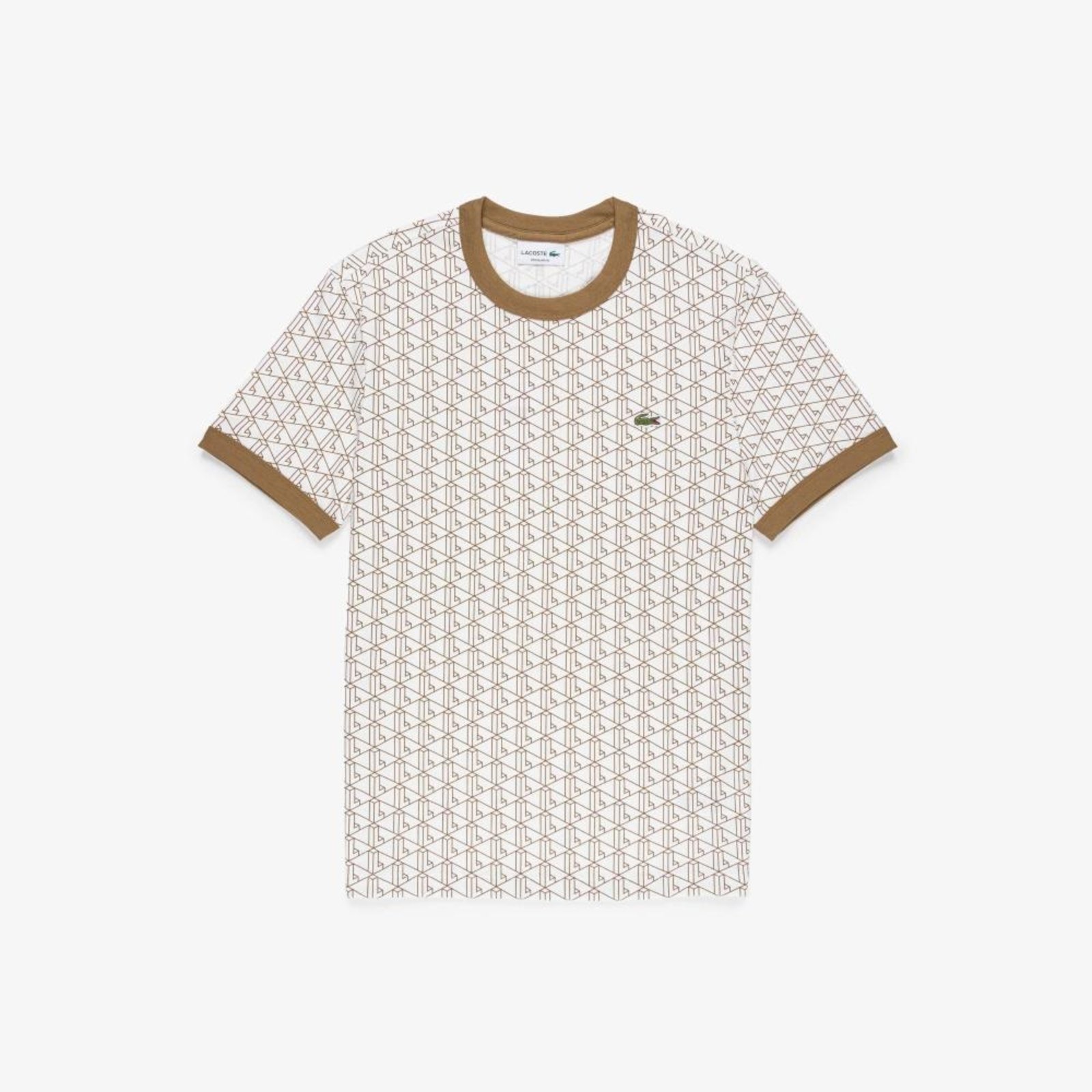 Camiseta Lacoste Masculina com Estampa Monograma Off-white