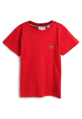 Camiseta Lacoste Kids Menino Liso Vermelha Menor preço em Camiseta Lacoste Kids Menino Liso Vermelha