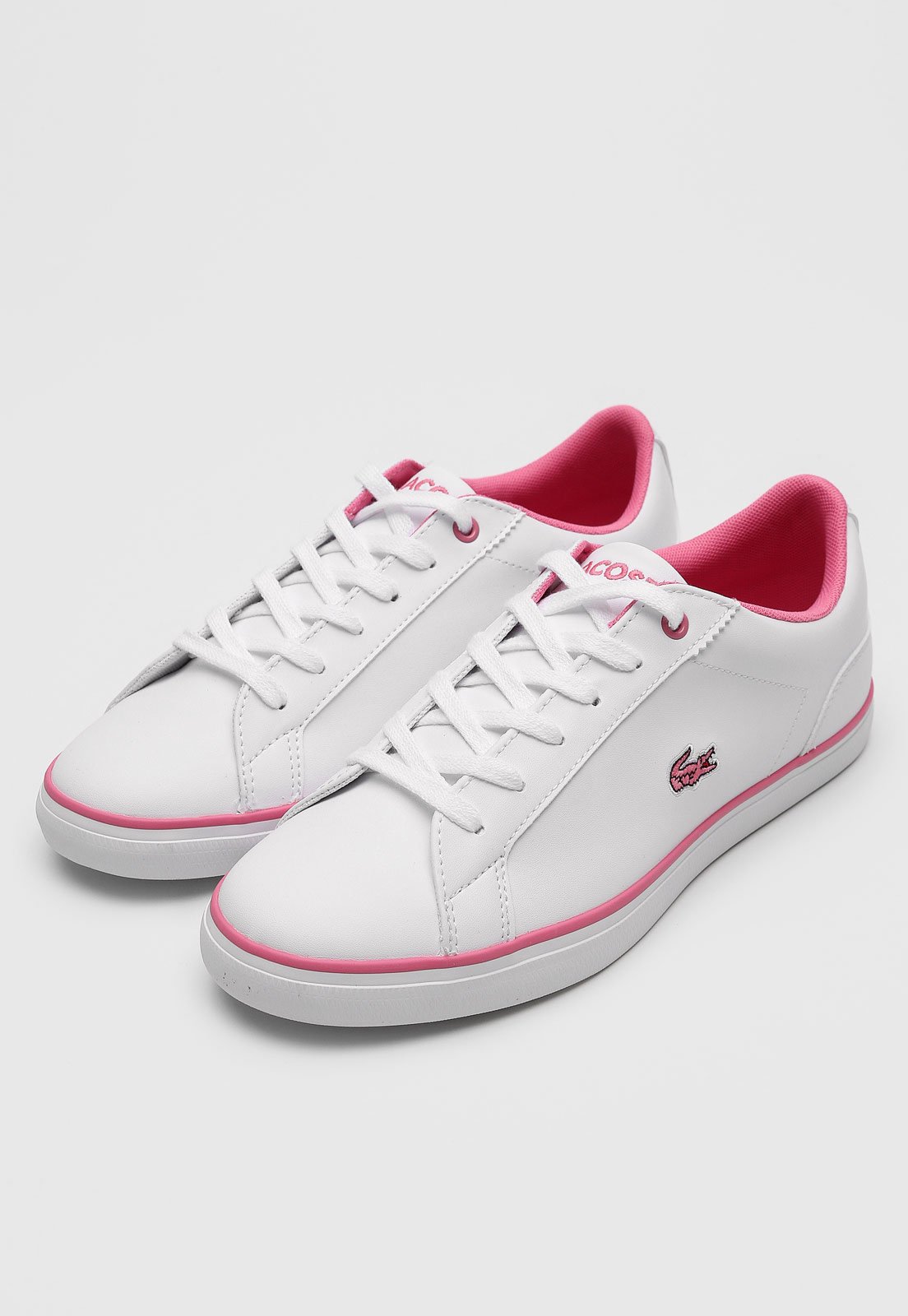tenis lacoste branco e rosa