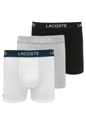 Cueca Lacoste Trunk Boxer Jersey Croco Print Branca Preta Cinza