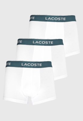 Kit 3pçs Cueca Lacoste Boxer Logo Branca Menor preço em Kit 3pçs Cueca Lacoste Boxer Logo Branca