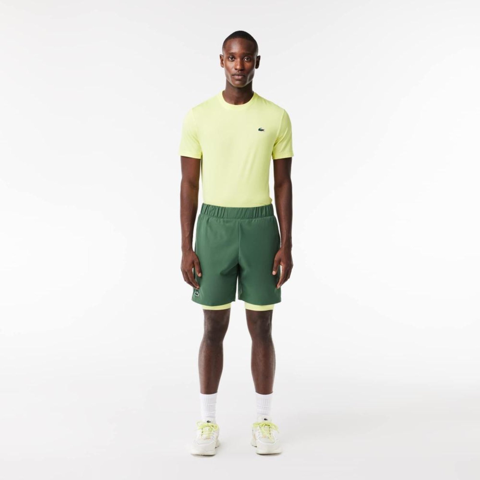 Lacoste Short Bicolor Masculino Sport Com Suporte Embutido Verde