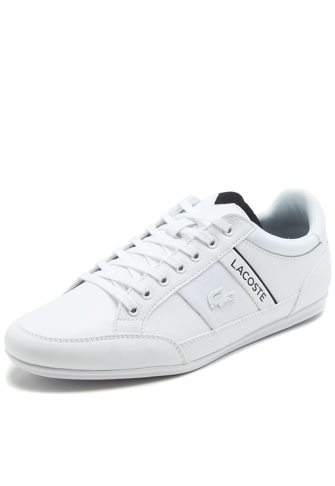 sapatênis couro lacoste logo branco