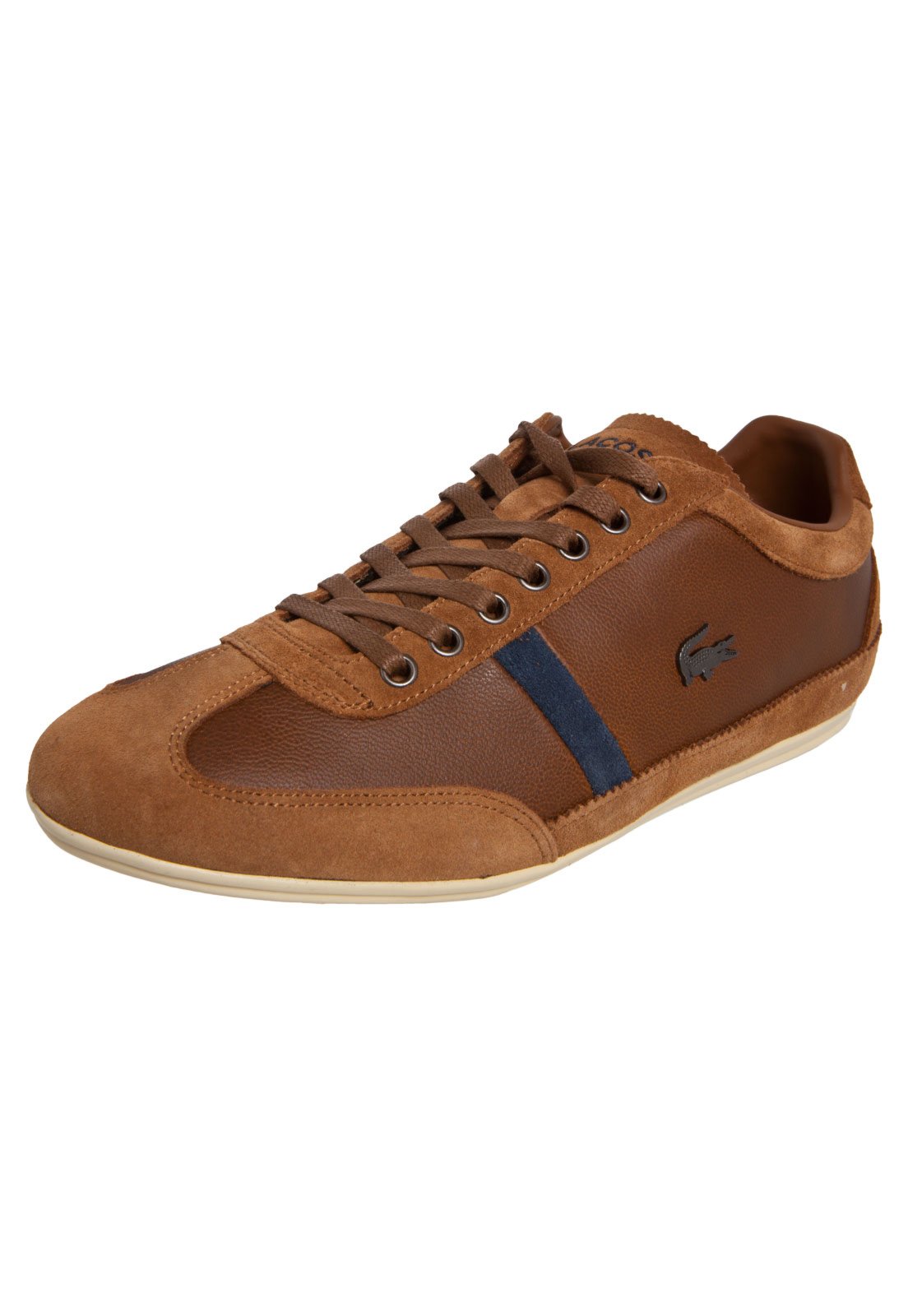tenis lacoste marrom couro