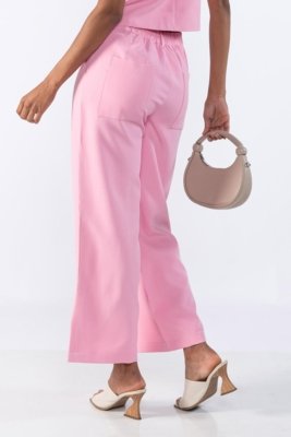 Calça Reta com Fenda Lateral Rosa
