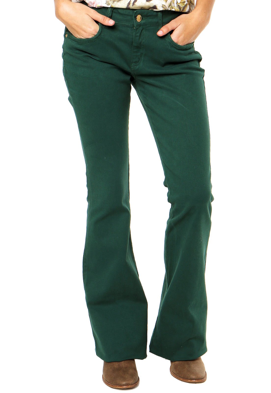 calça sarja feminina verde