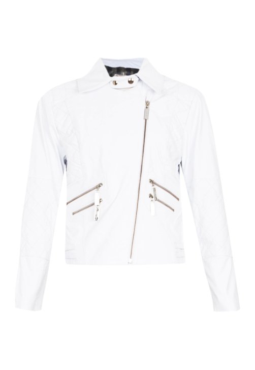 jaqueta branca de couro masculina