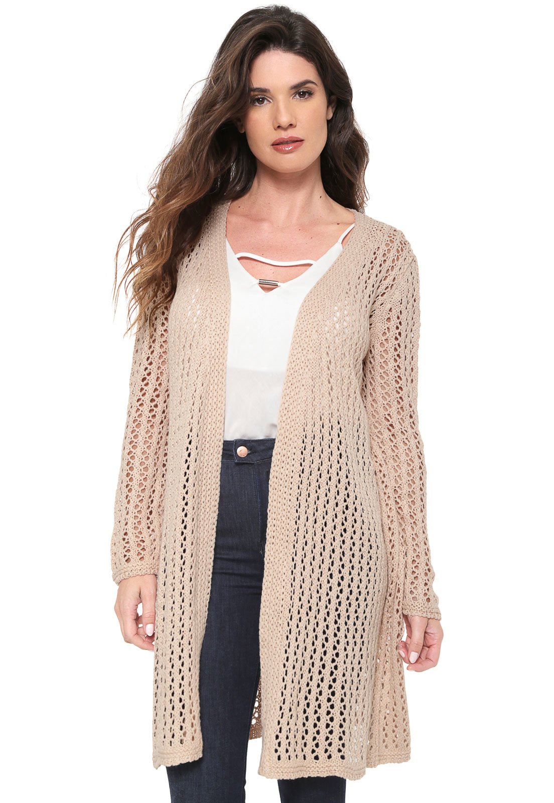 cardigan feminino longo de tricot