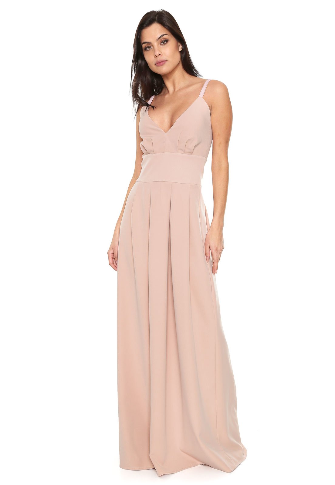 vestido longo liso rose