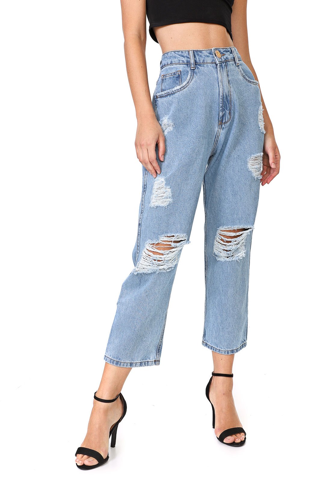 Calça boyfriend deals com cropped