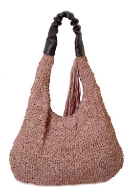Bolsa Laura Prado Sacola Trico Rosa/Cafe Menor preço em Bolsa Laura Prado Sacola Trico Rosa/Cafe