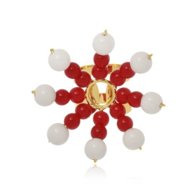 Anel Le Diamond Flor de Resinas Vermelho Menor preço em Anel Le Diamond Flor de Resinas Vermelho