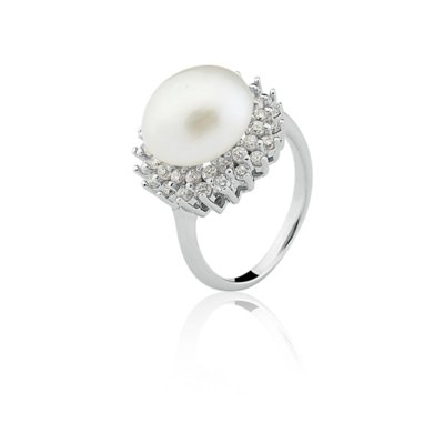 Anel Le Diamond Pérola Ródio Branco Menor preço em Anel Le Diamond Pérola Ródio Branco