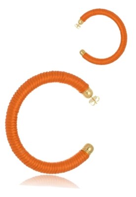 Brinco Le Diamond Argola De Tecido Laranja Menor preço em Brinco Le Diamond Argola De Tecido Laranja