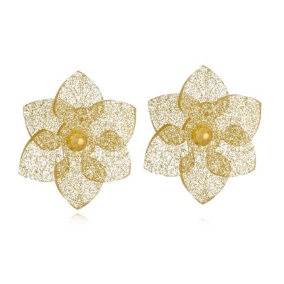 Brinco Le Diamond Camelia Transparente com Glitter Dourado Menor preço em Brinco Le Diamond Camelia Transparente com Glitter Dourado