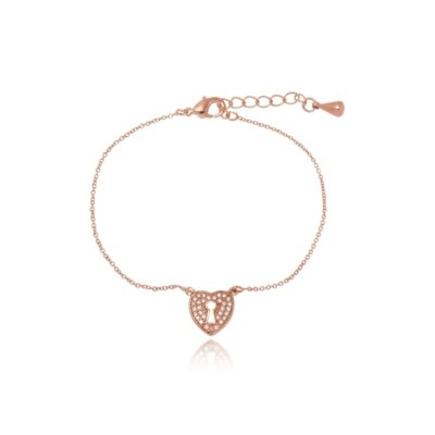 Pulseira Le Diamond Coração Fechadura Ouro Rosê Menor preço em Pulseira Le Diamond Coração Fechadura Ouro Rosê